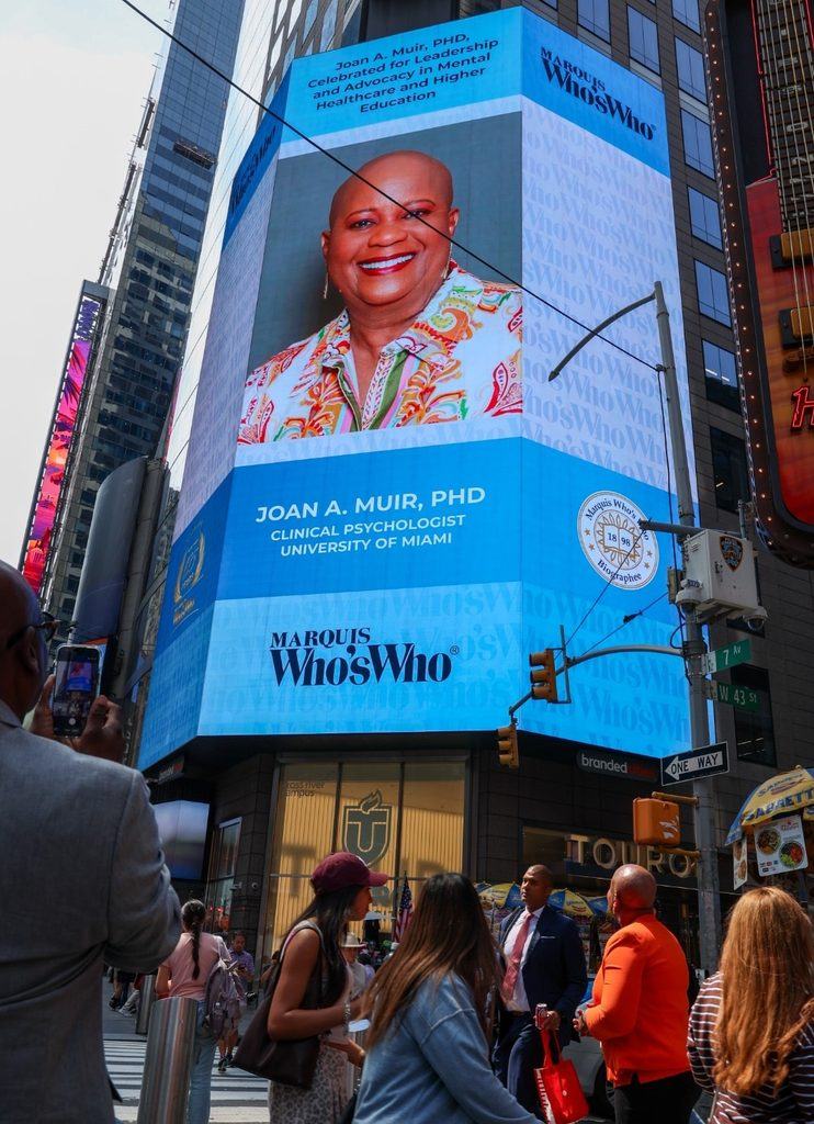Jamaican Psychologist Dr. Joan Muir Featured on Times Square Billboard for Marquis Who’s Who Recognition